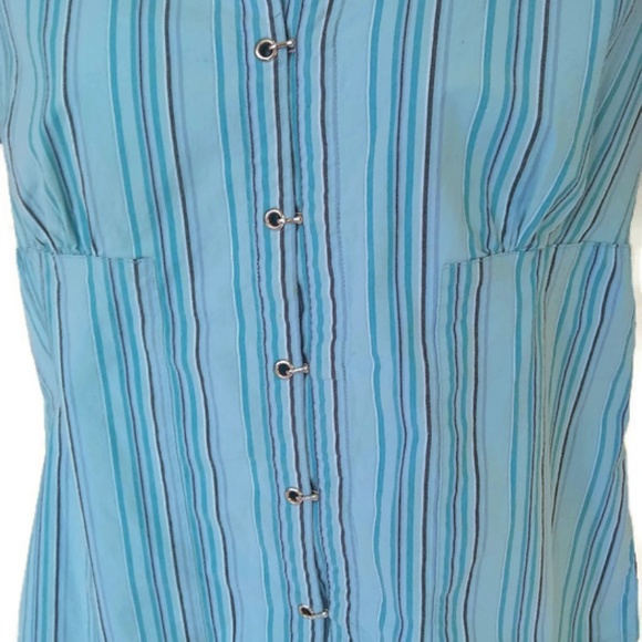 A.L.C. Stretch Women's Med Top Blue White Striped Shirt Size Medium - Picture 2 of 8